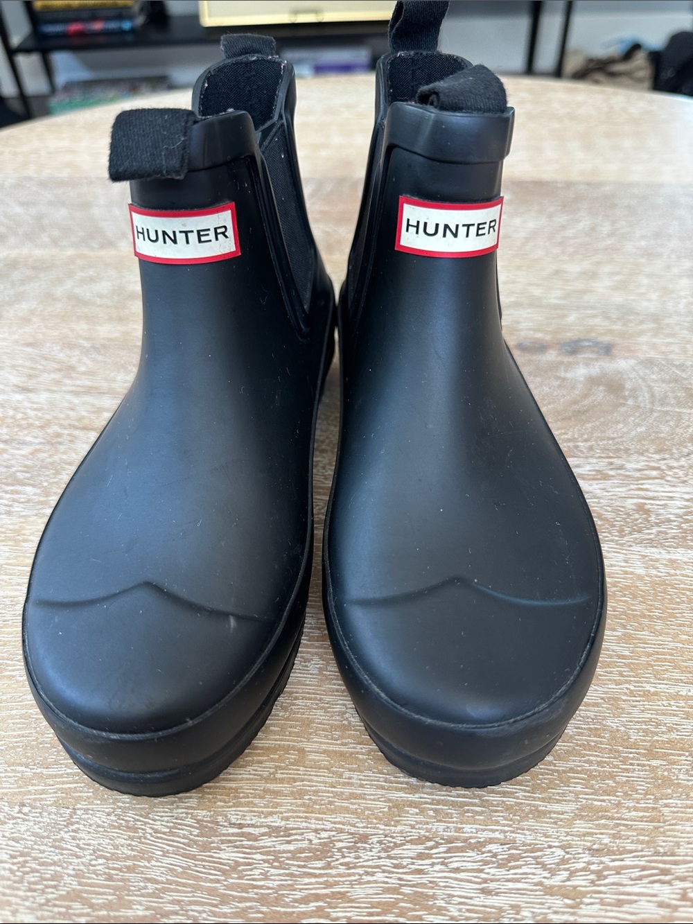 Hunter Kids Matte Black Chelsea Rain Boots with Logo Trim